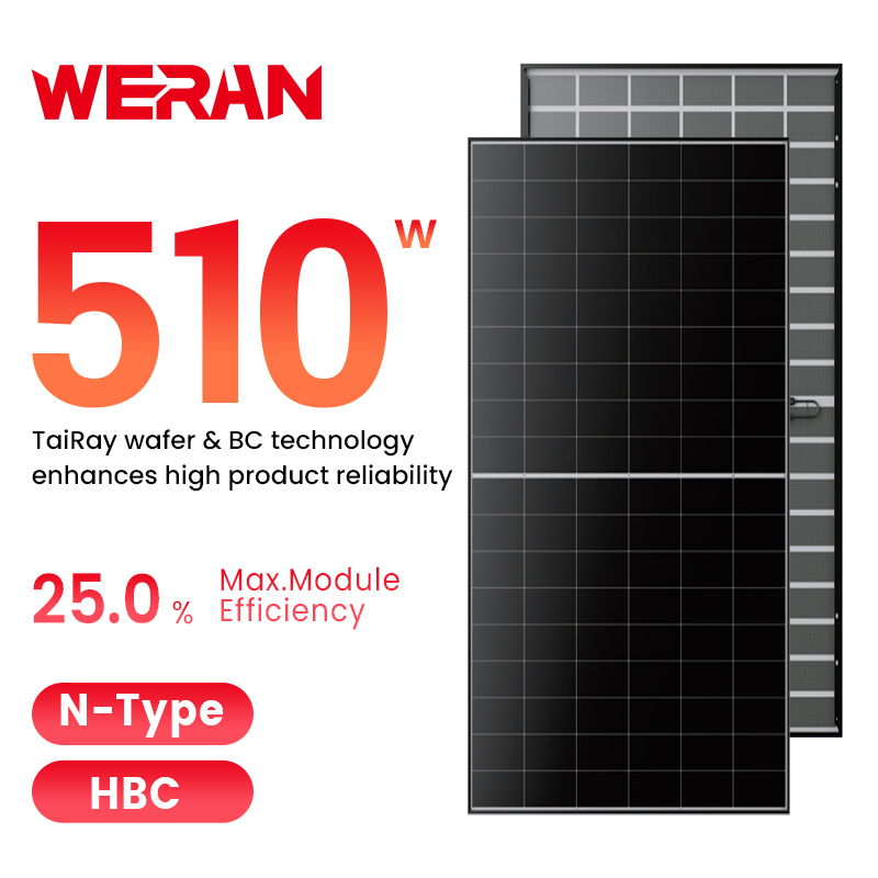 WERAN 495-510W 住宅用バックコンタクトソーラーパネル – 販売代理店および設置業者向けの OEM 二重ガラス屋上 PV モジュール