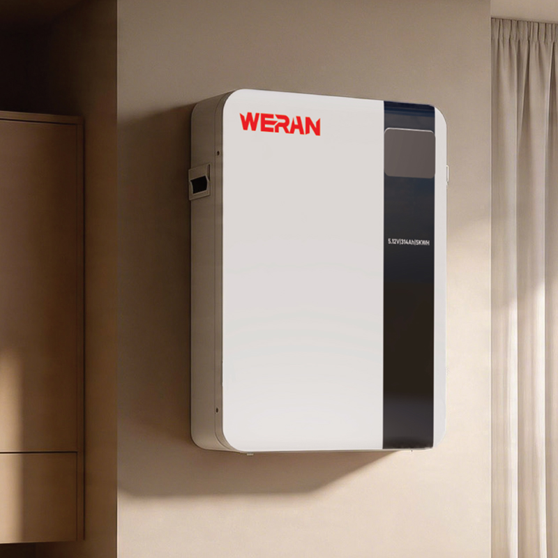 WERAN 51.2V 100Ah 5.12kWh 住宅用太陽エネルギー貯蔵用壁掛け LiFePO4 バッテリー